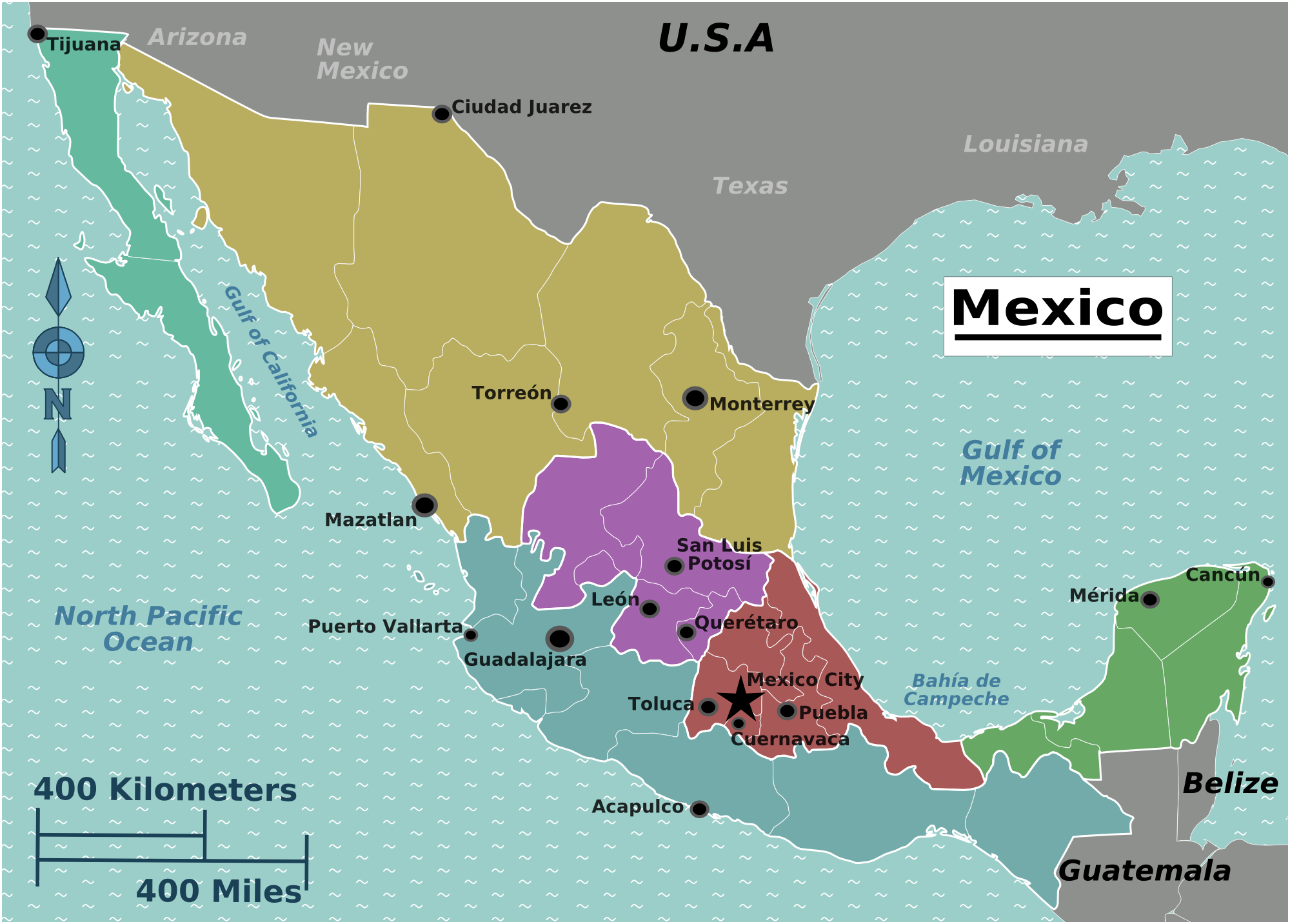 Map of Mexico (Overview Map) : Worldofmaps.net - online Maps and Travel