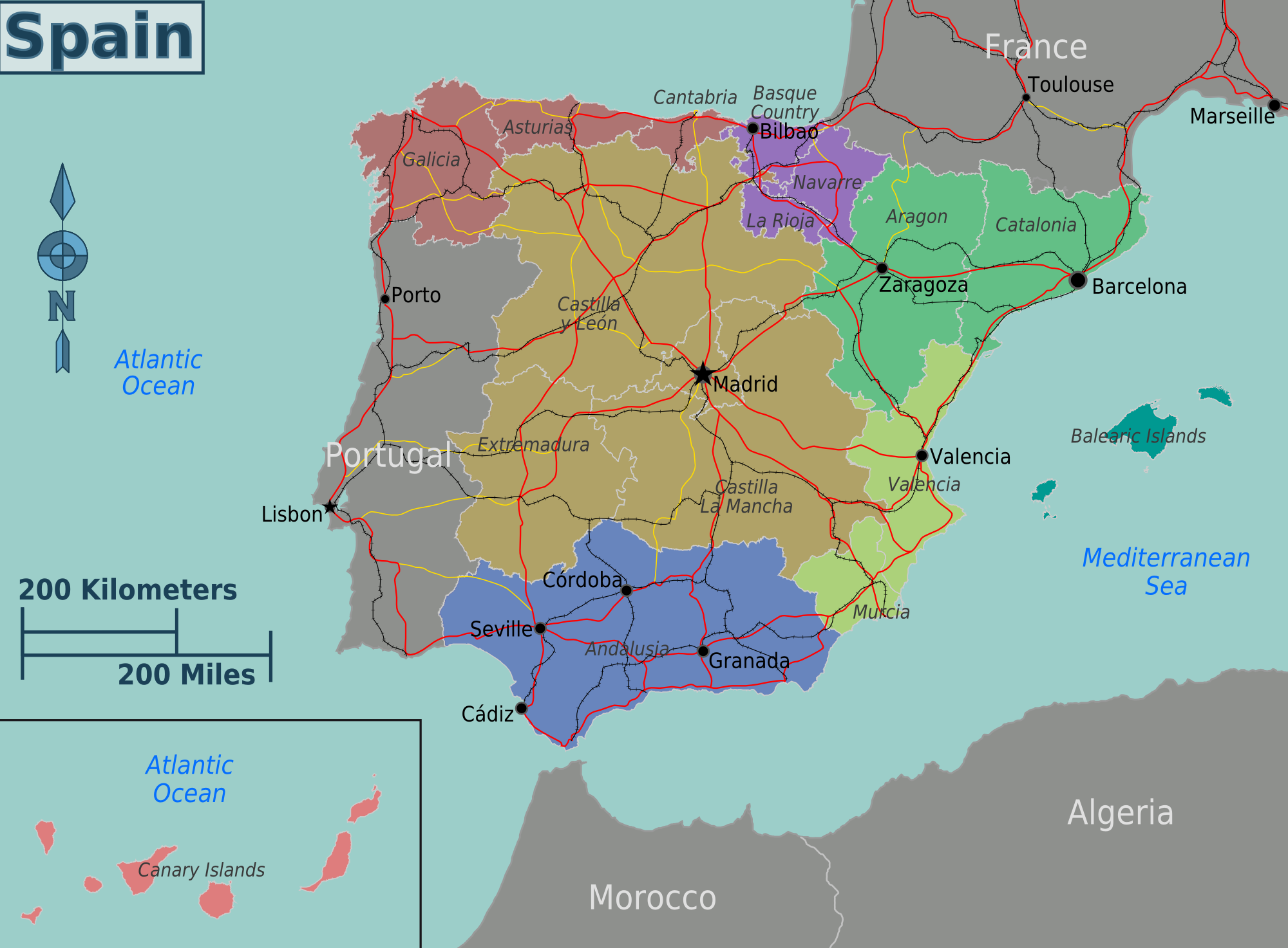 Map Spain Regions