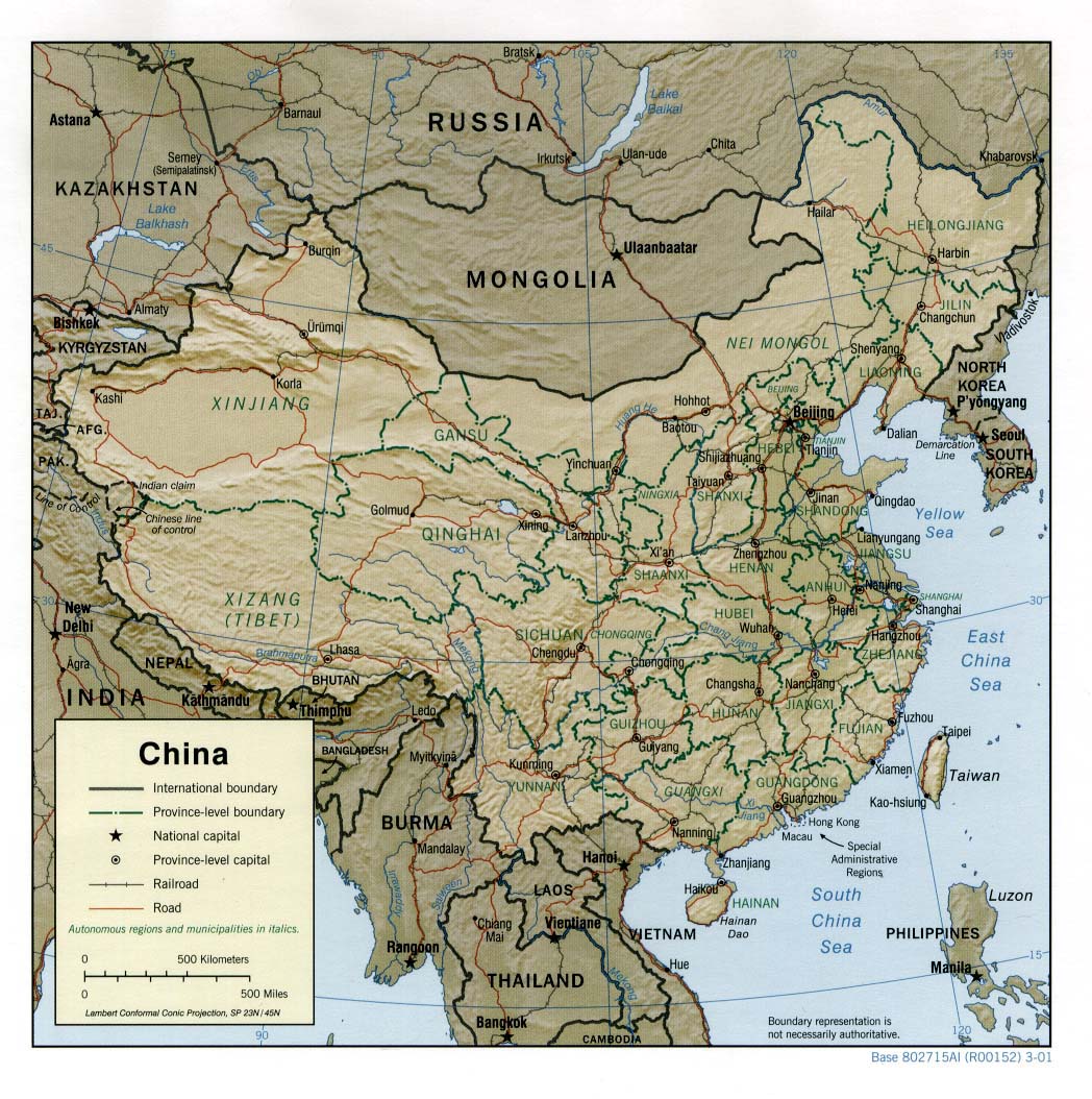 Reliefkarte China