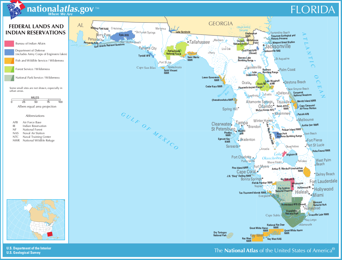 Map Of Florida Map Federal Lands And Indian Reservations