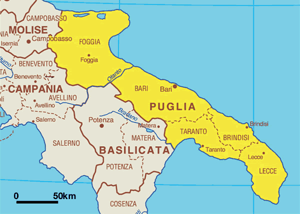 Map of Apulia (Puglia) : Worldofmaps.net - online Maps and Travel