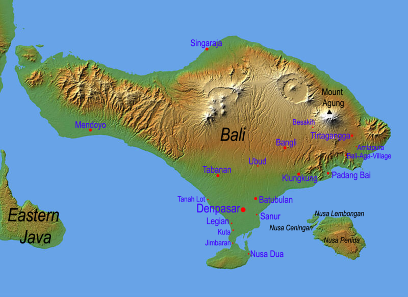 Map of Bali (Topographic Map) : Worldofmaps.net - online Maps and Travel  Information