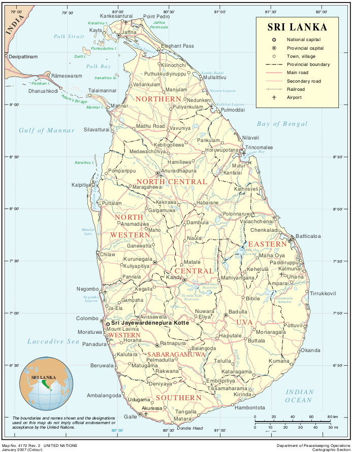Map of Sri Lanka (Political Map) : Worldofmaps.net - online Maps and