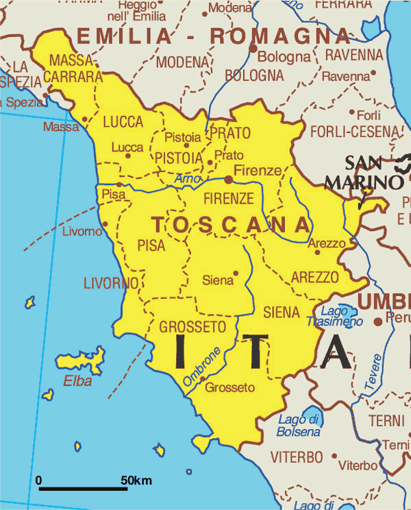 Map of Tuscany : Worldofmaps.net - online Maps and Travel Information