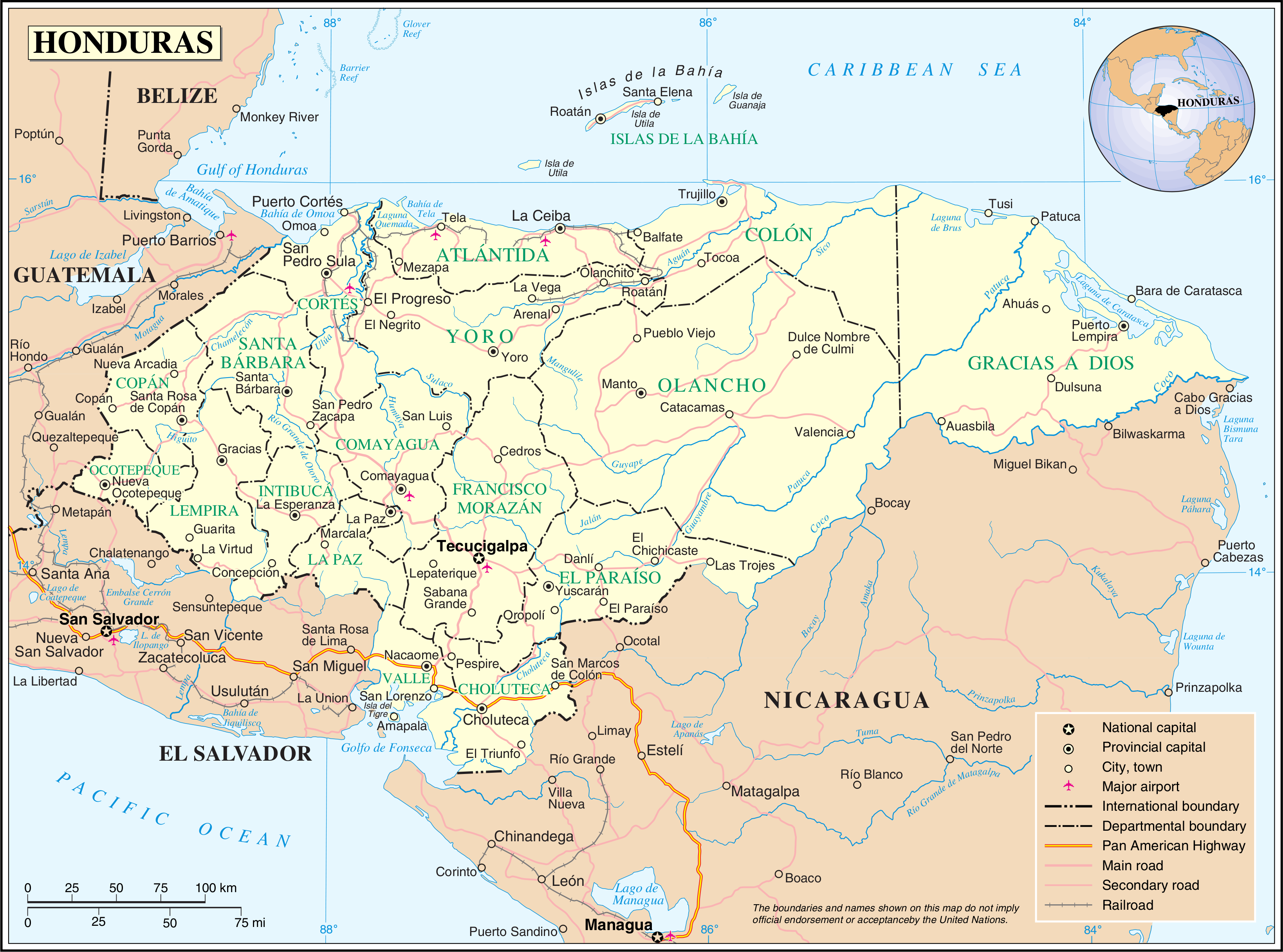 Geopolitical Map Of Honduras Honduras Maps | Images and Photos finder