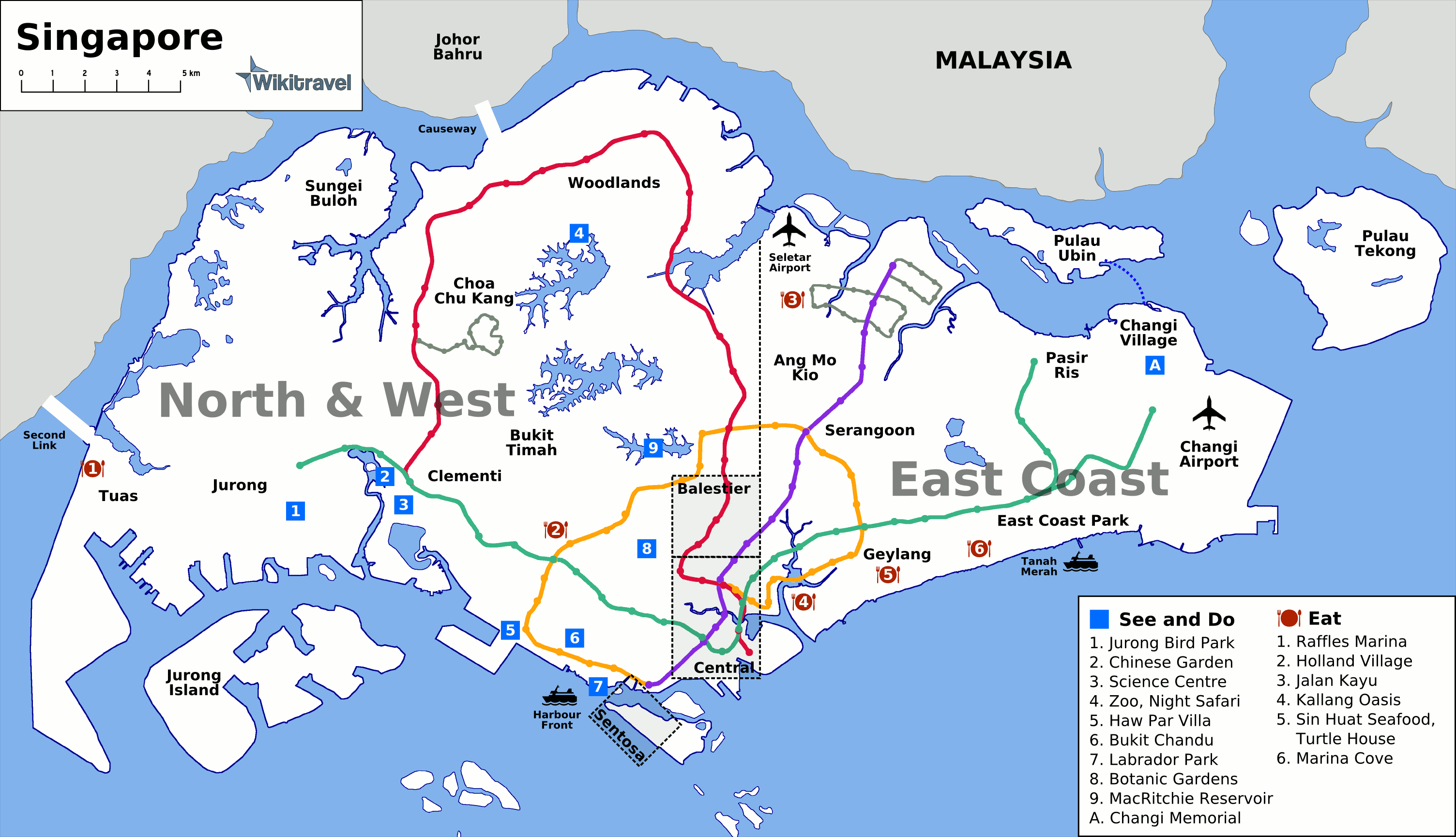 Map of Singapore (Touristic Map) : Worldofmaps.net - online Maps and