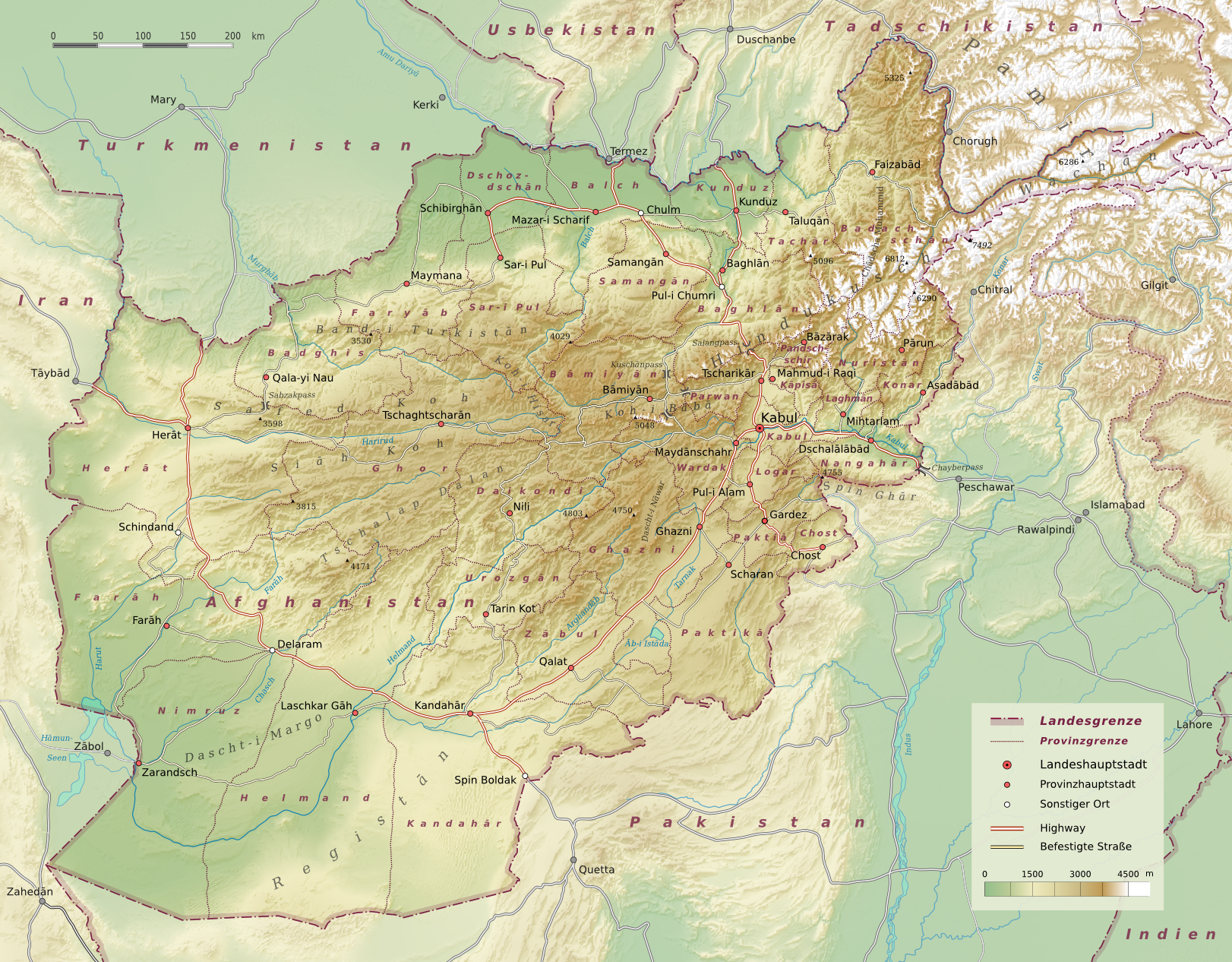 topographische karte afghanistan