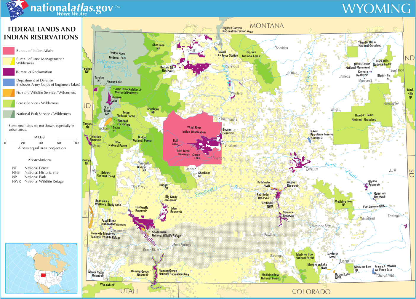 Map Of Wyoming Map Federal Lands And Indian Reservations
